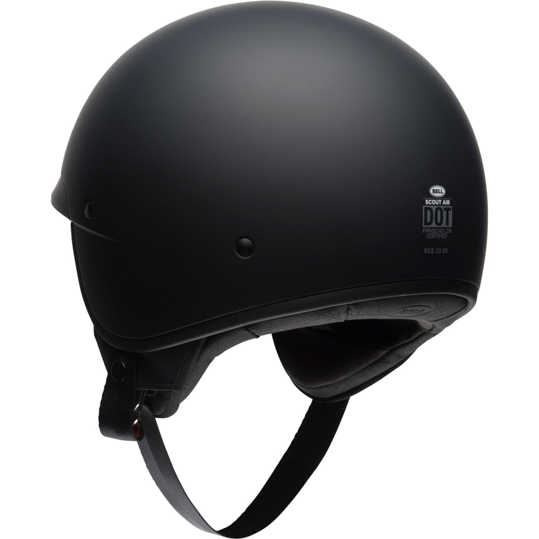 Bell Scout Air Motorcycle Open Face and 3/4 Helmet Matte Black - Rear Left Side View