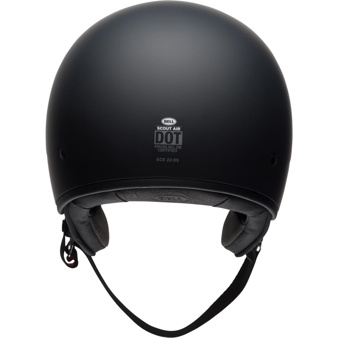 Bell Scout Air Motorcycle Open Face and 3/4 Helmet Matte Black - Rear View