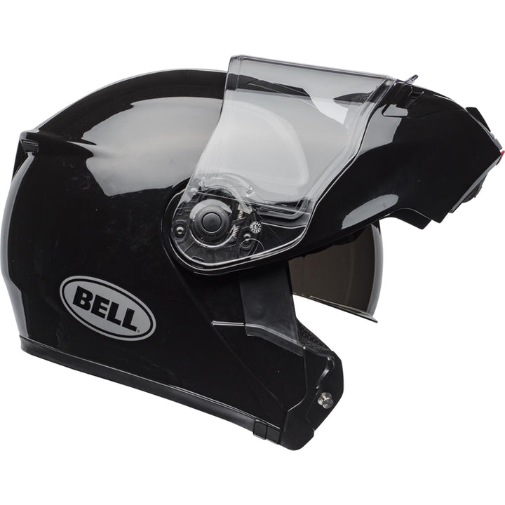 Bell SRT Modular Motorcycle Modular Helmet Gloss Black - Right Side View with Chin Bar Raised