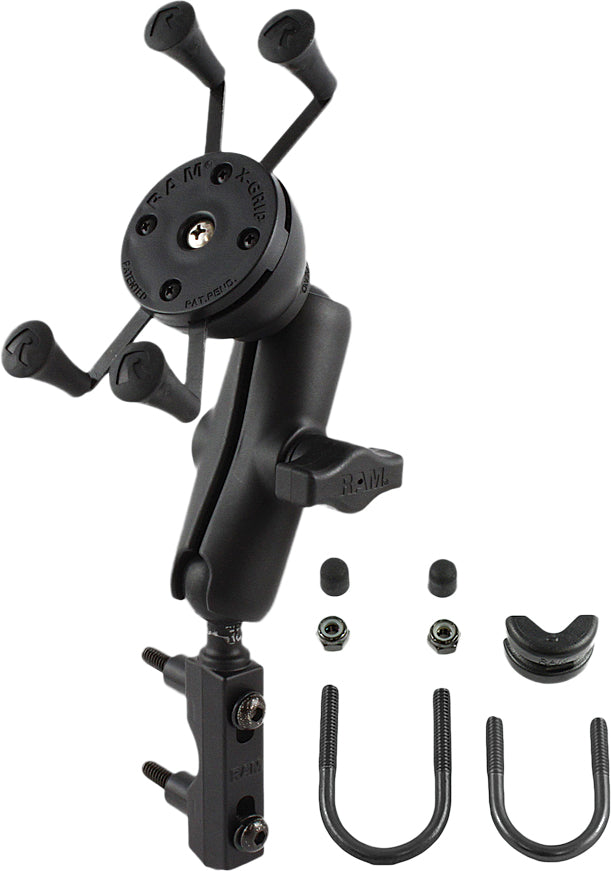 Ram X-Grip Motorcycle Mount - Angled Side View with Display of Hardware