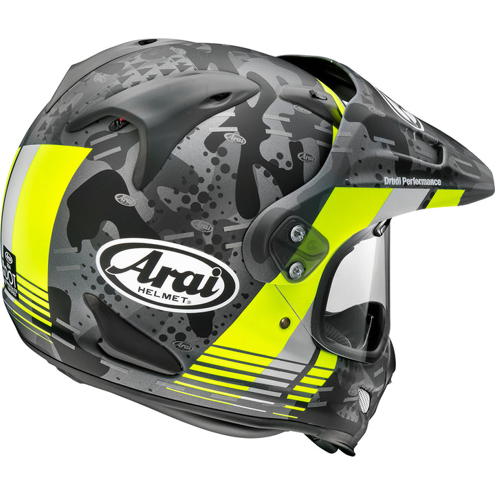 Arai XD-4 Cover Helmet Fluorescent Yellow Frost - Rear Side View