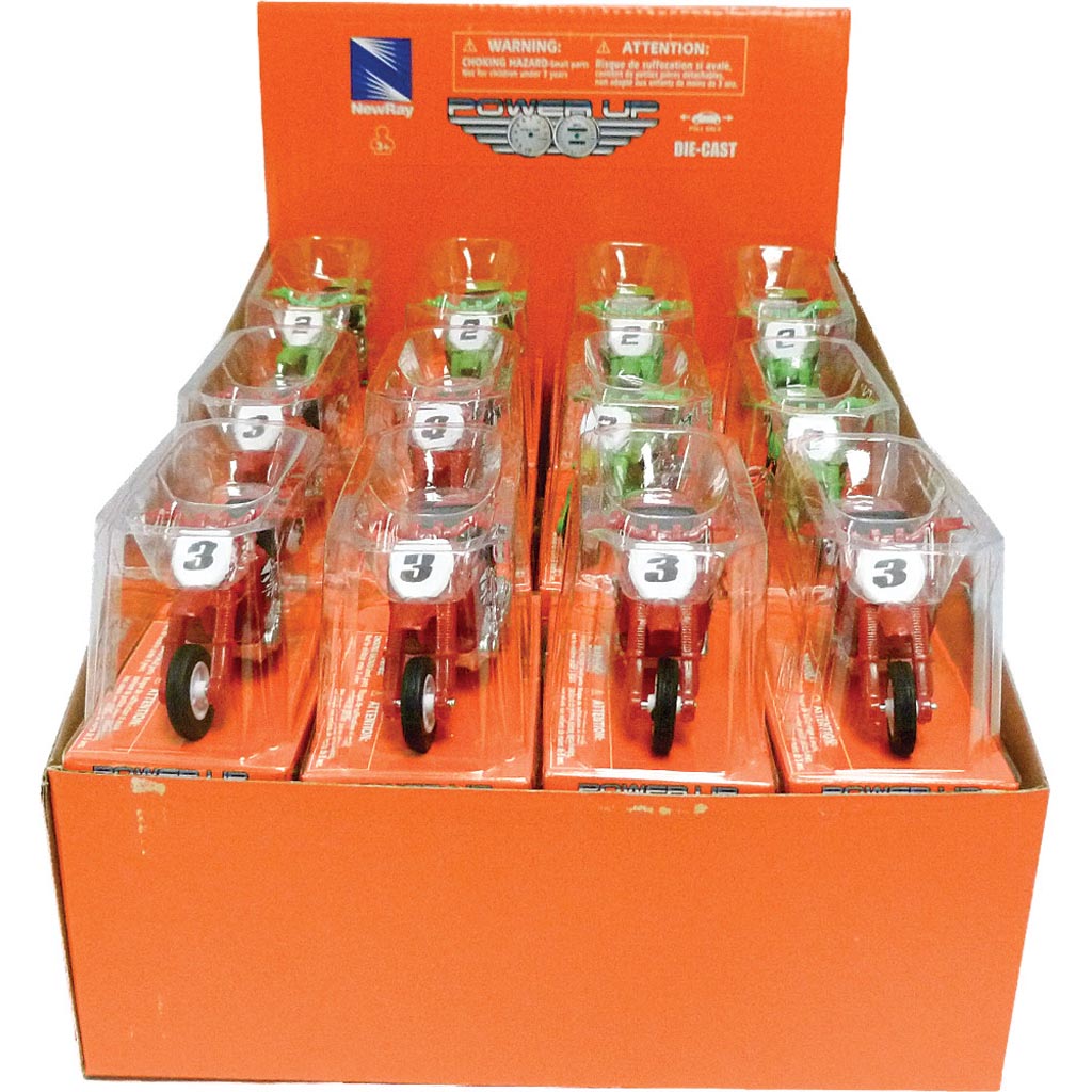 New-Ray Toys Pull-Back Mini Bikes 24/Pk - Front View of Package