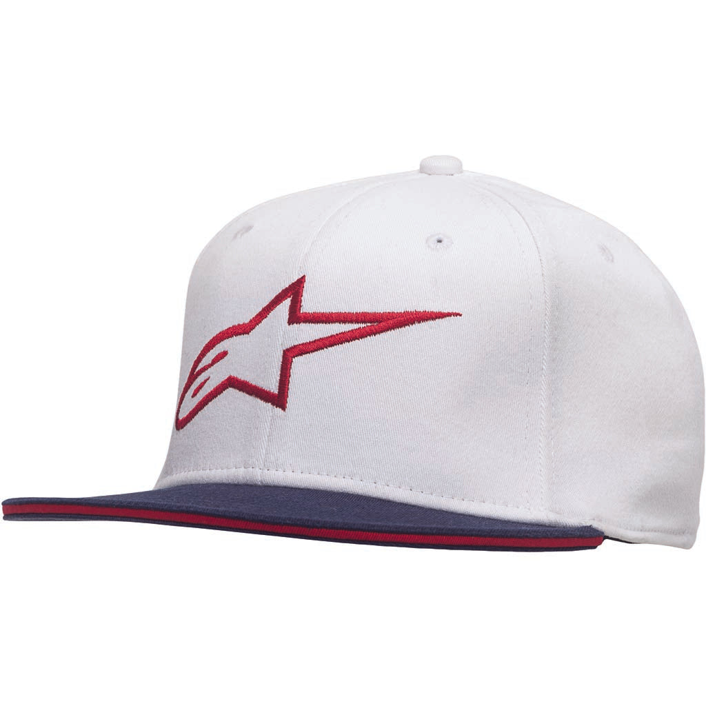 Alpinestars Ageless Flat Bill Hat White/Red - Front Side View