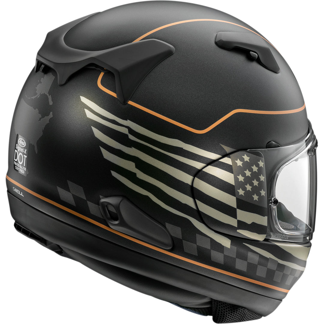 Arai Signet-X US Flag Helmet Black Frost - Rear Side View