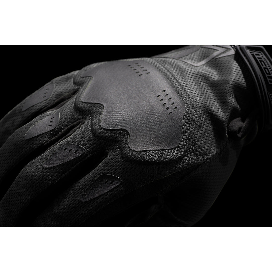 ICON Hooligan CE Gloves Dark Camo - Close-Up of Back of Hand