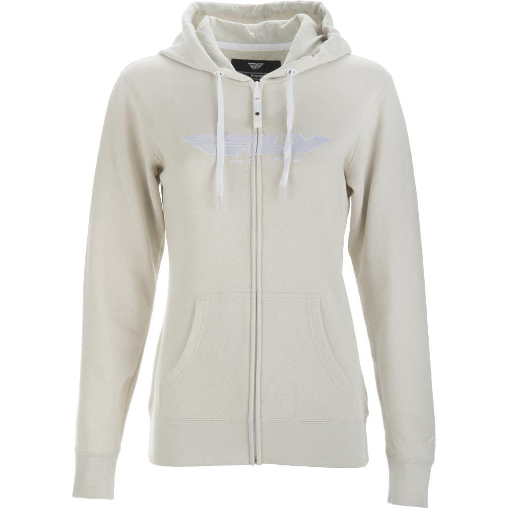 Fly Racing Corporate Women's Zip-Up Hoodie Ivory - Front View