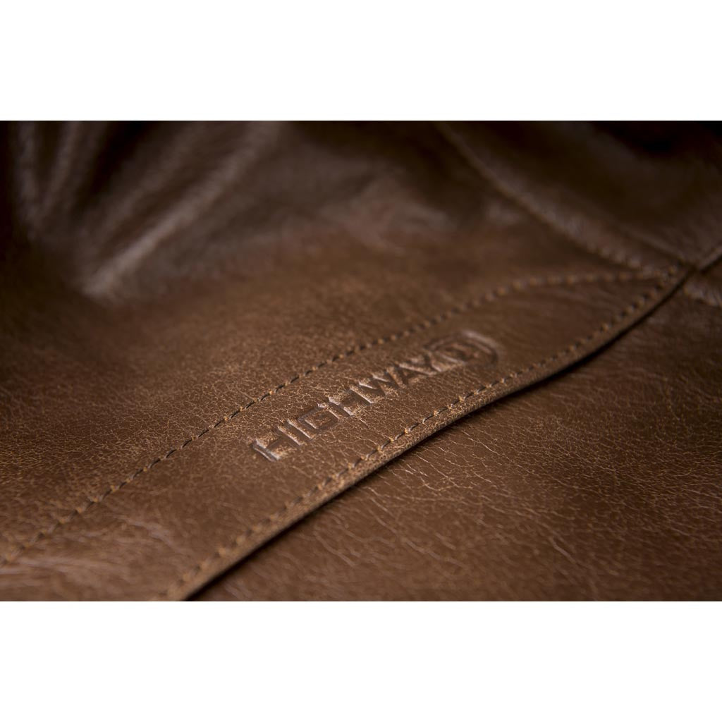 Highway 21 Primer Jacket Brown - Close-Up of Side Logo Imprint