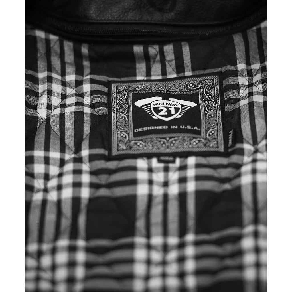 Highway 21 Gunner Jacket Black - Close-up of Label with Size Tags