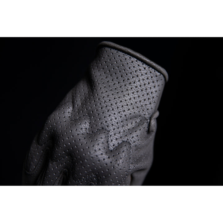 ICON Airform™ Gloves Black/Tan - Close-Up of Wrist Perforated Leather