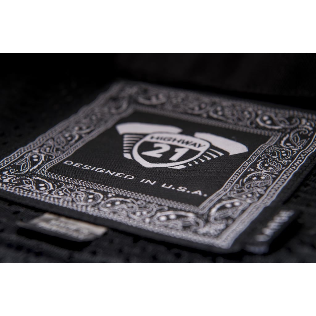 Highway 21 Primer Jacket Black - Close-Up of Label with Size Tags