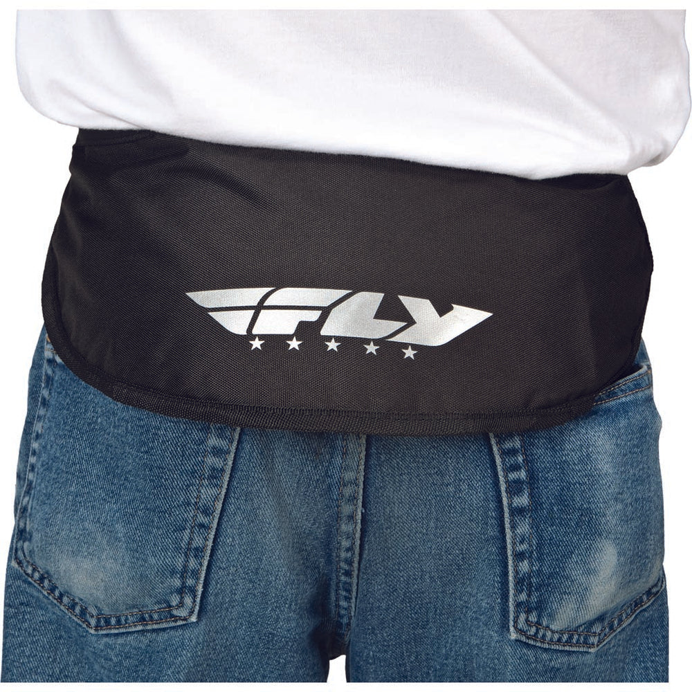 Fly Street Faceshield Pouch Bag - Front View of Model Wearing Pouch Bag