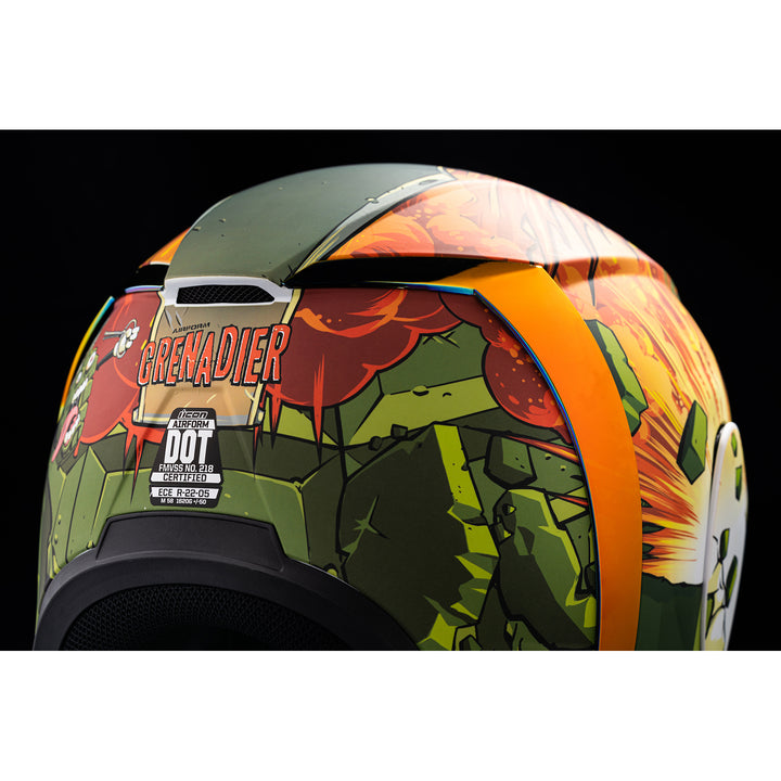 ICON Airform™ Grenadier Helmet Green - Close-Up of Rear Right Side Details