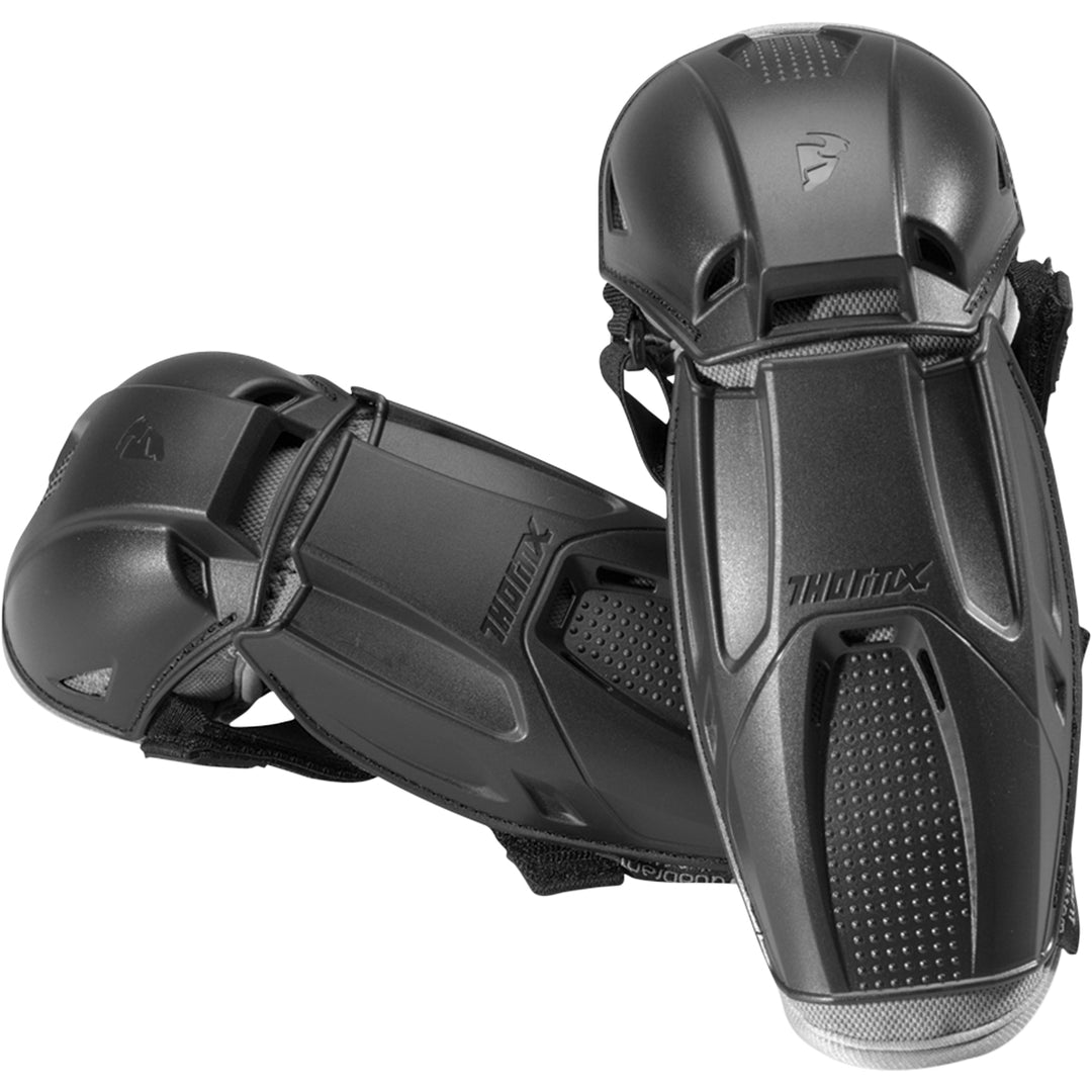 THOR Youth Quadrant Elbow Guards Black - Front View of Pair