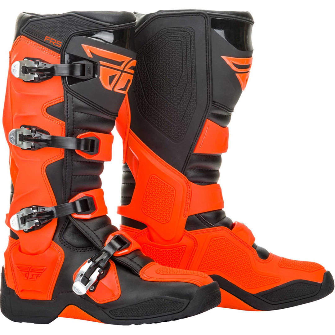 Fly Racing FR5 Boots Orange - Front Side View of Pair
