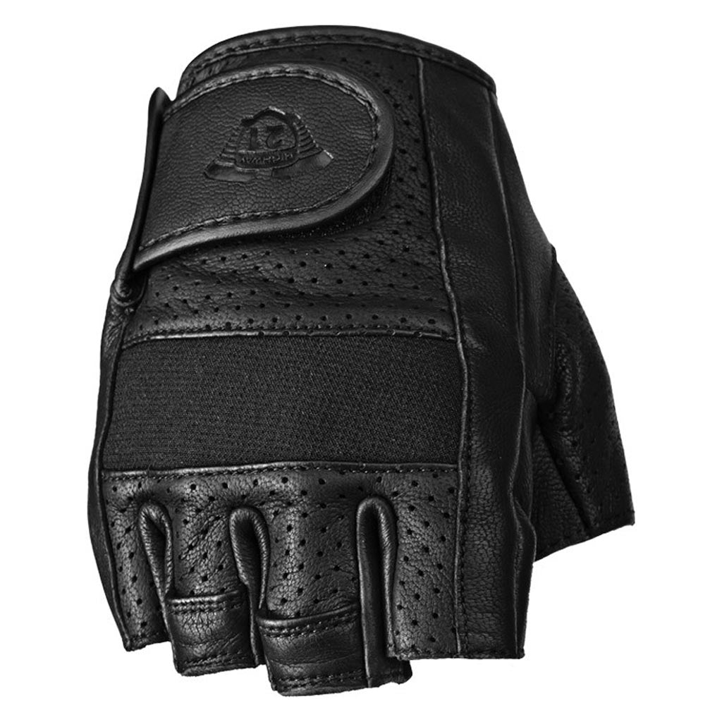 Highway 21 Half Jab Perforated Glove Black - Back of Hand View