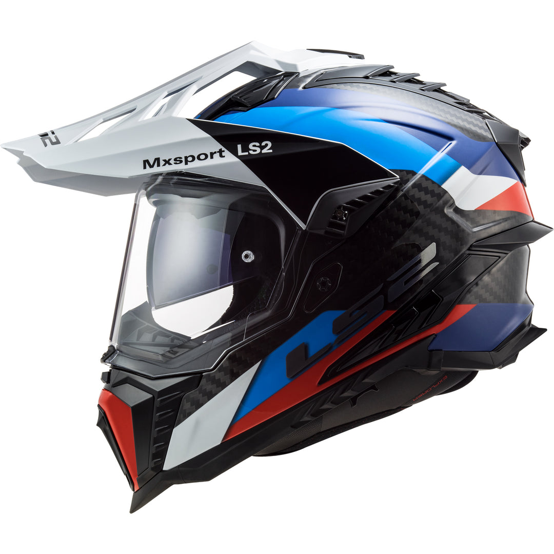 LS2 Helmets Explorer C Frontier Motorcycle Dual Sport Helmet Black/Blue - Left Side View
