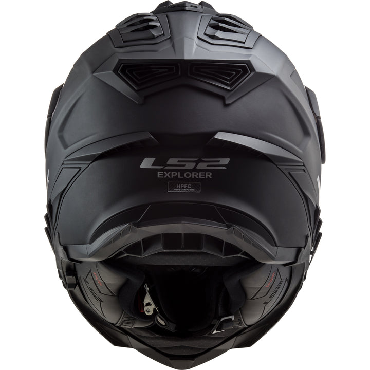 LS2 Helmets Explorer XT Solid Motorcycle Dual Sport Helmet Matte Black - Rear View