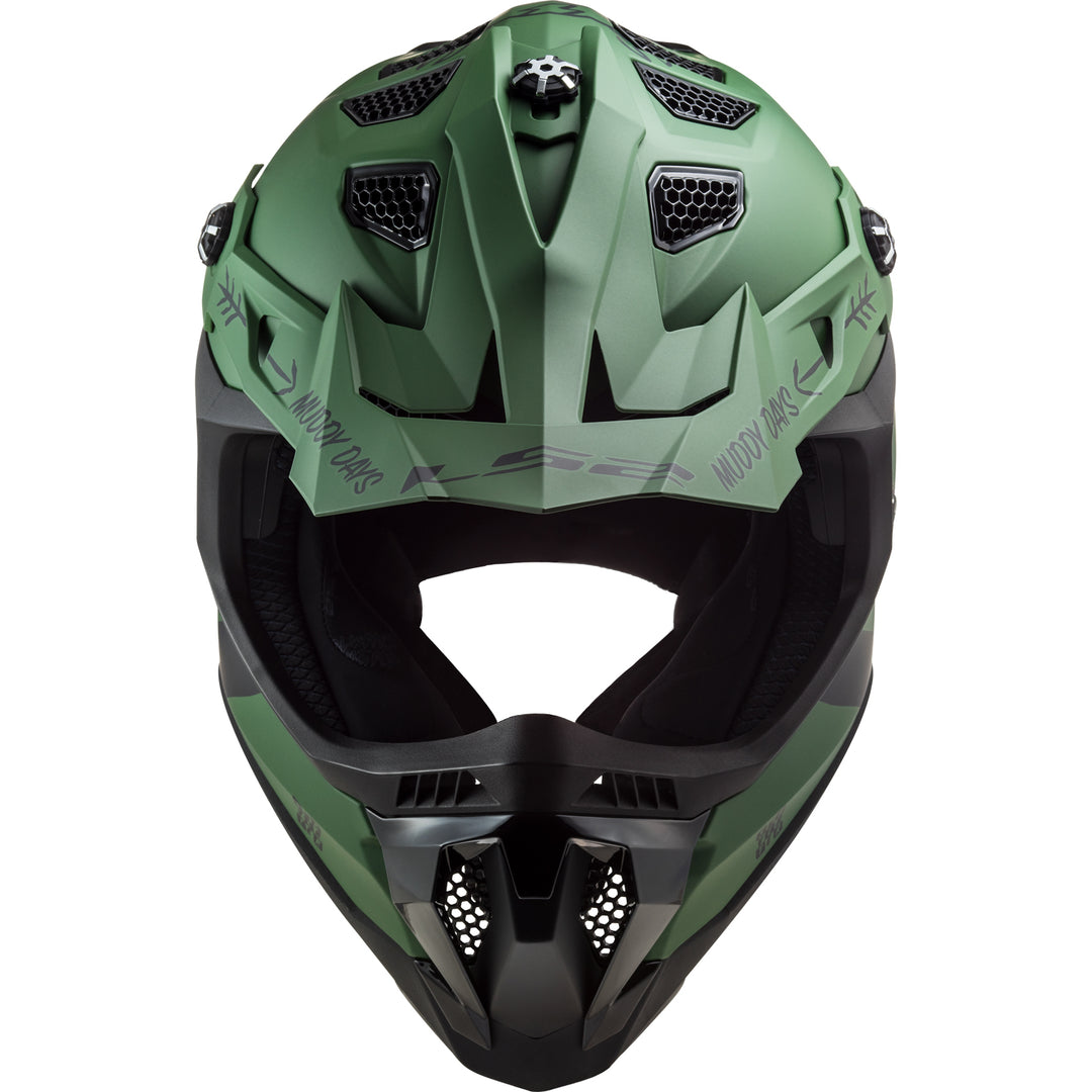 LS2 Helmets Subverter EVO Cargo Motorcycle Off Road Helmet Matte Military Green - Top Front View