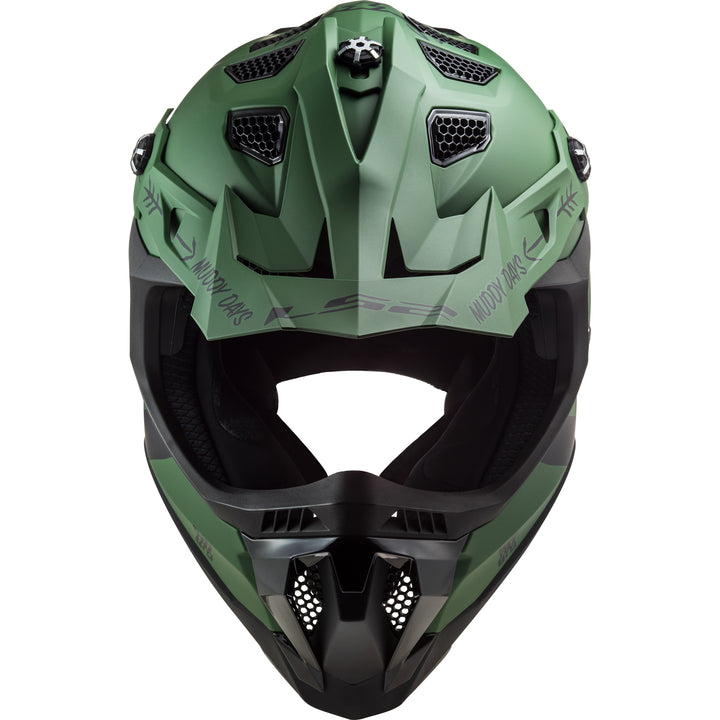 LS2 Helmets Subverter EVO Cargo Motorcycle Off Road Helmet Matte Military Green - Top Front View