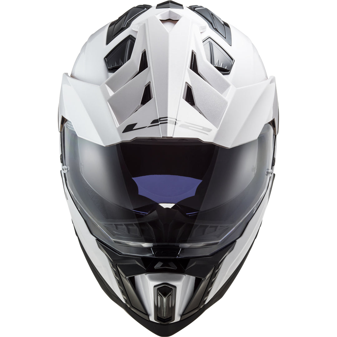 LS2 Helmets Explorer XT Solid Motorcycle Dual Sport Helmet White - Front View