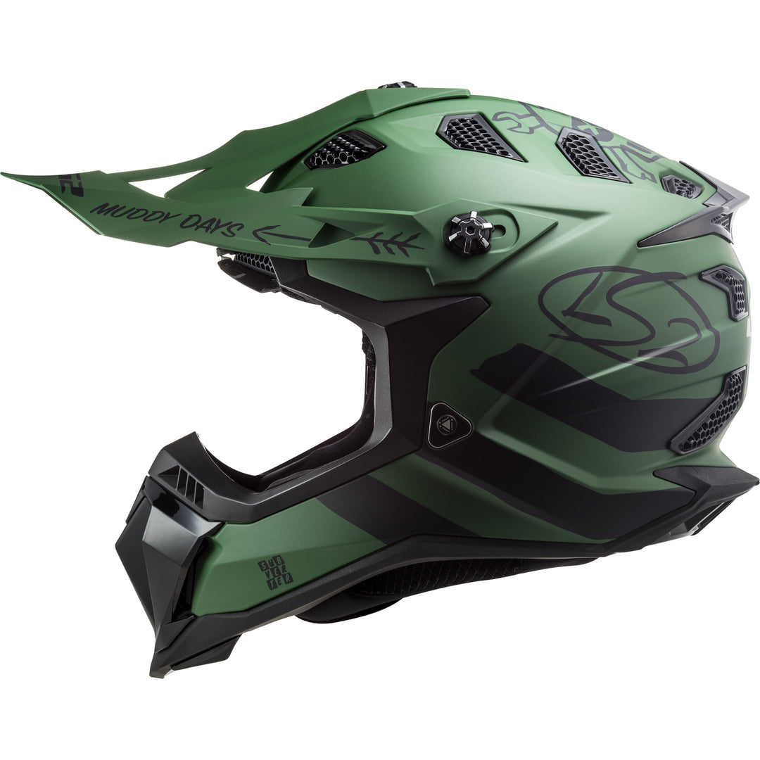 LS2 Helmets Subverter EVO Cargo Motorcycle Off Road Helmet Matte Military Green - Left Side View