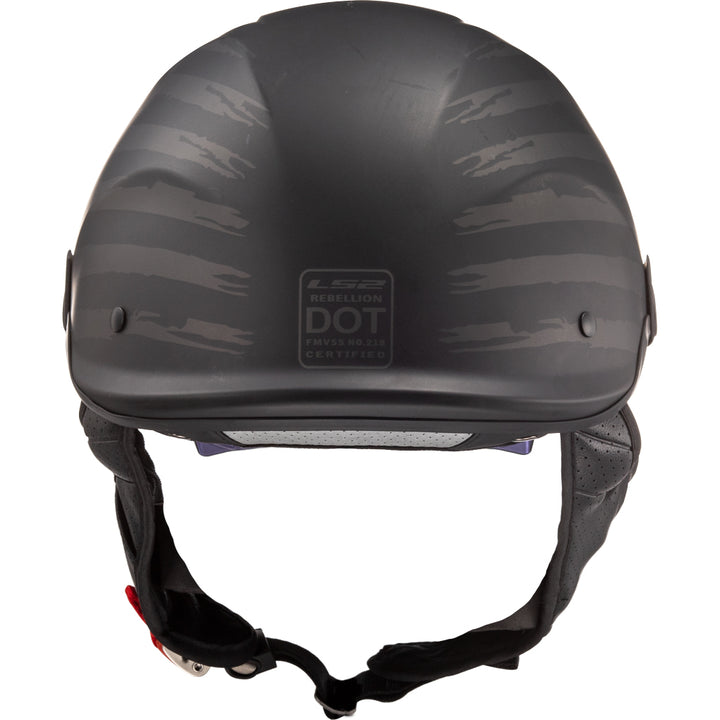 LS2 Helmets Rebellion 1812 Motorcycle Half Helmet Matte Black - Rear View