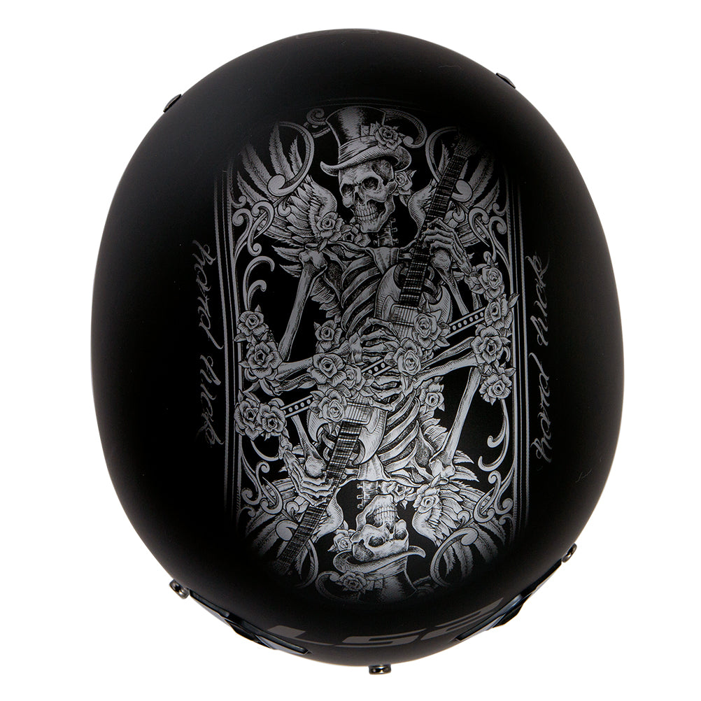 LS2 Helmets Bagger Hard Luck Motorcycle Half Helmet Matte Black - Top Design