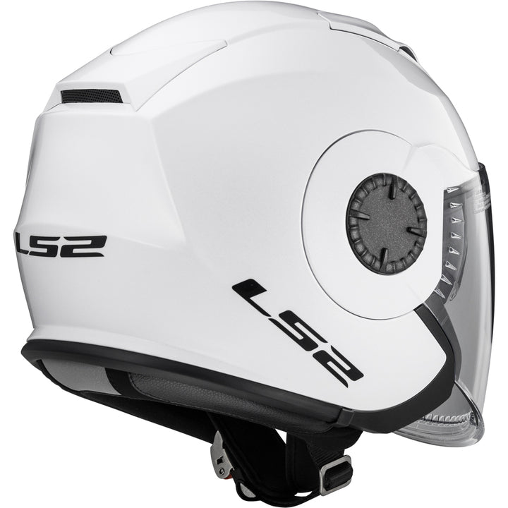 LS2 Helmets Verso Solid Motorcycle Open Face & 3/4 Helmet Gloss White - Rear Right Side View