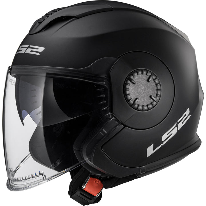 LS2 Helmets Verso Solid Motorcycle Open Face & 3/4 Helmet Matte Black - Front Left Side View
