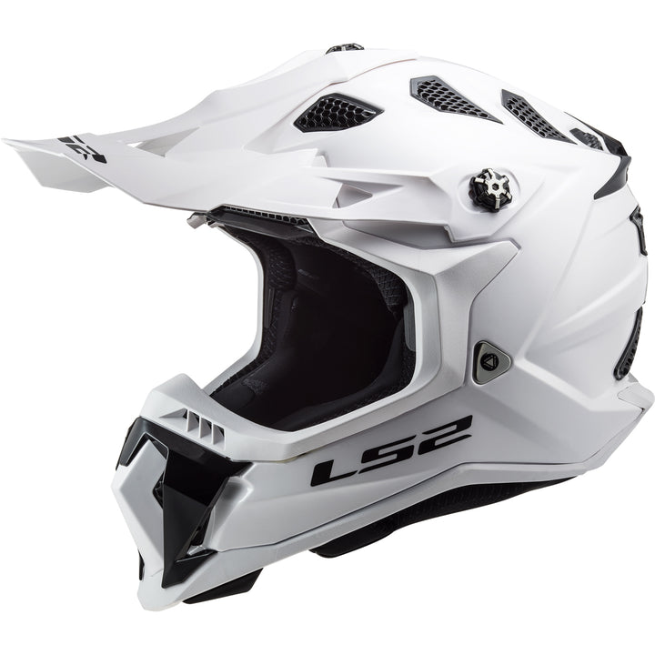 LS2 Helmets Subverter EVO Solid Motorcycle Off Road Helmet Gloss White - Front Left Side View