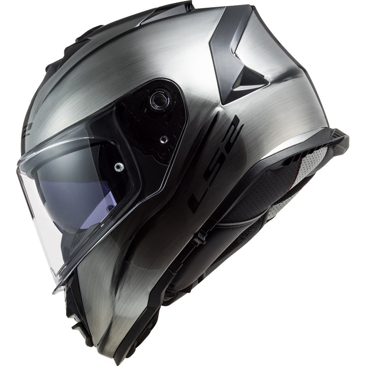 LS2 Helmets Assault Solid Motorcycle Full Face Helmet Brushed Alloy - Angled Side View