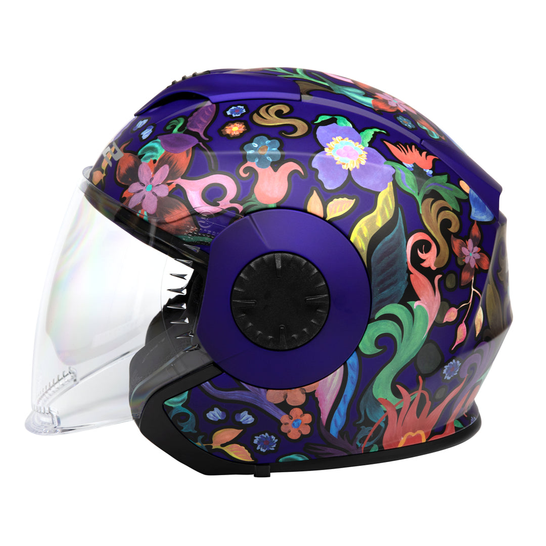 LS2 Helmets Verso Flora Brasil Motorcycle Open Face & 3/4 Helmet Matte Navy - Left Side View
