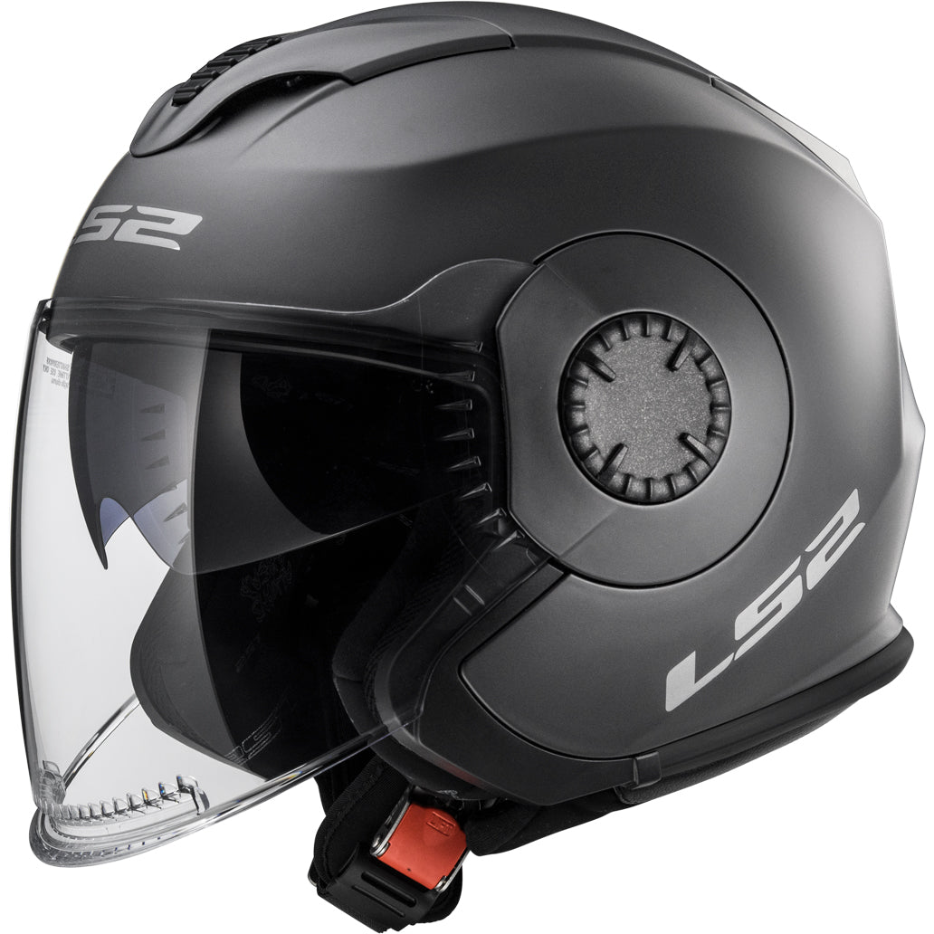 LS2 Helmets Verso Solid Motorcycle Open Face & 3/4 Helmet Matte Titanium - Front Left Side View