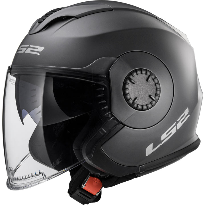 LS2 Helmets Verso Solid Motorcycle Open Face & 3/4 Helmet Matte Titanium - Front Left Side View