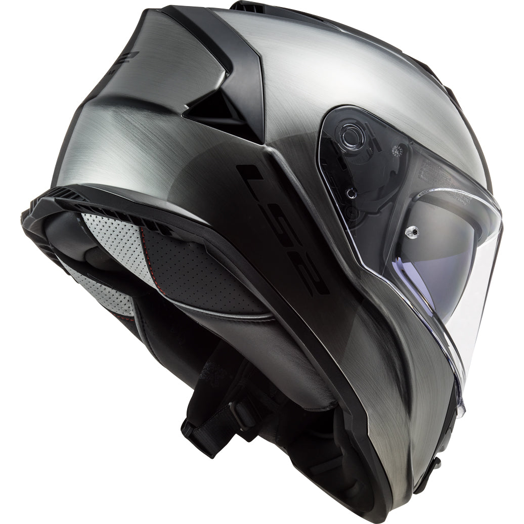 LS2 Helmets Assault Solid Motorcycle Full Face Helmet Brushed Alloy - Angled Rear Side View