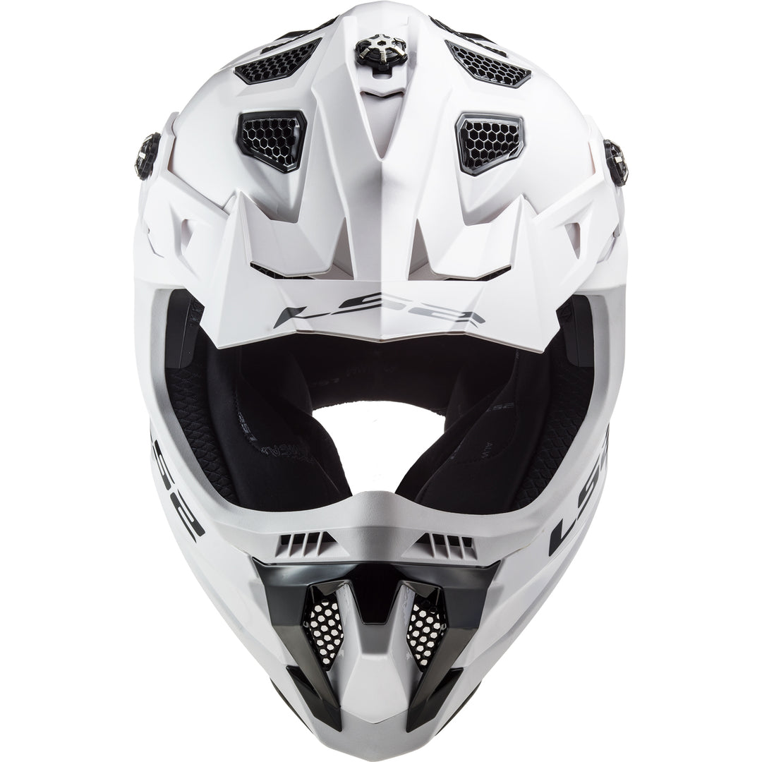 LS2 Helmets Subverter EVO Solid Motorcycle Off Road Helmet Gloss White - Top Front View