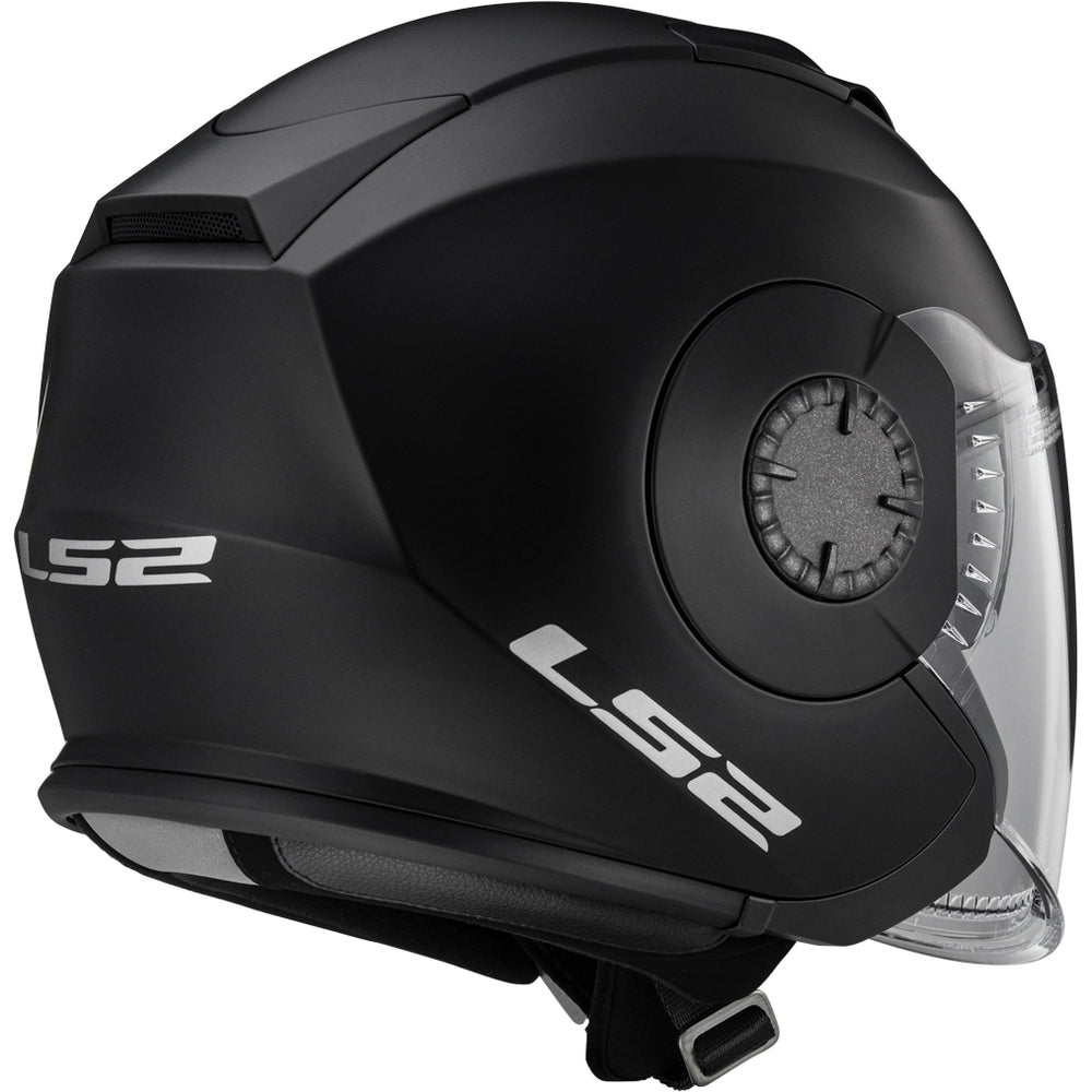 LS2 Helmets Verso Solid Motorcycle Open Face & 3/4 Helmet Matte Black - Rear Right Side View