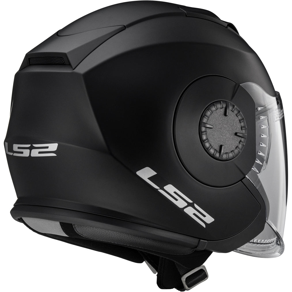 LS2 Helmets Verso Solid Motorcycle Open Face & 3/4 Helmet Matte Black - Rear Right Side View