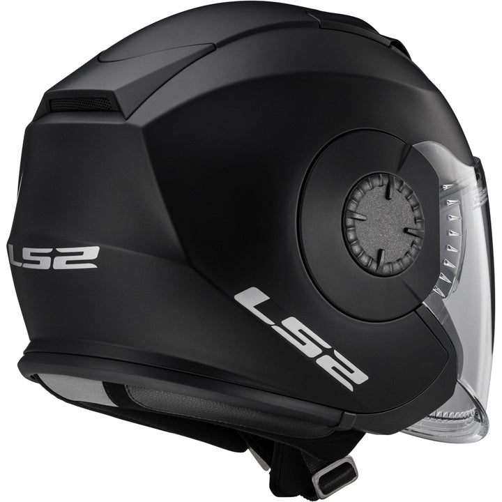 LS2 Helmets Verso Solid Motorcycle Open Face & 3/4 Helmet Matte Black - Rear Right Side View