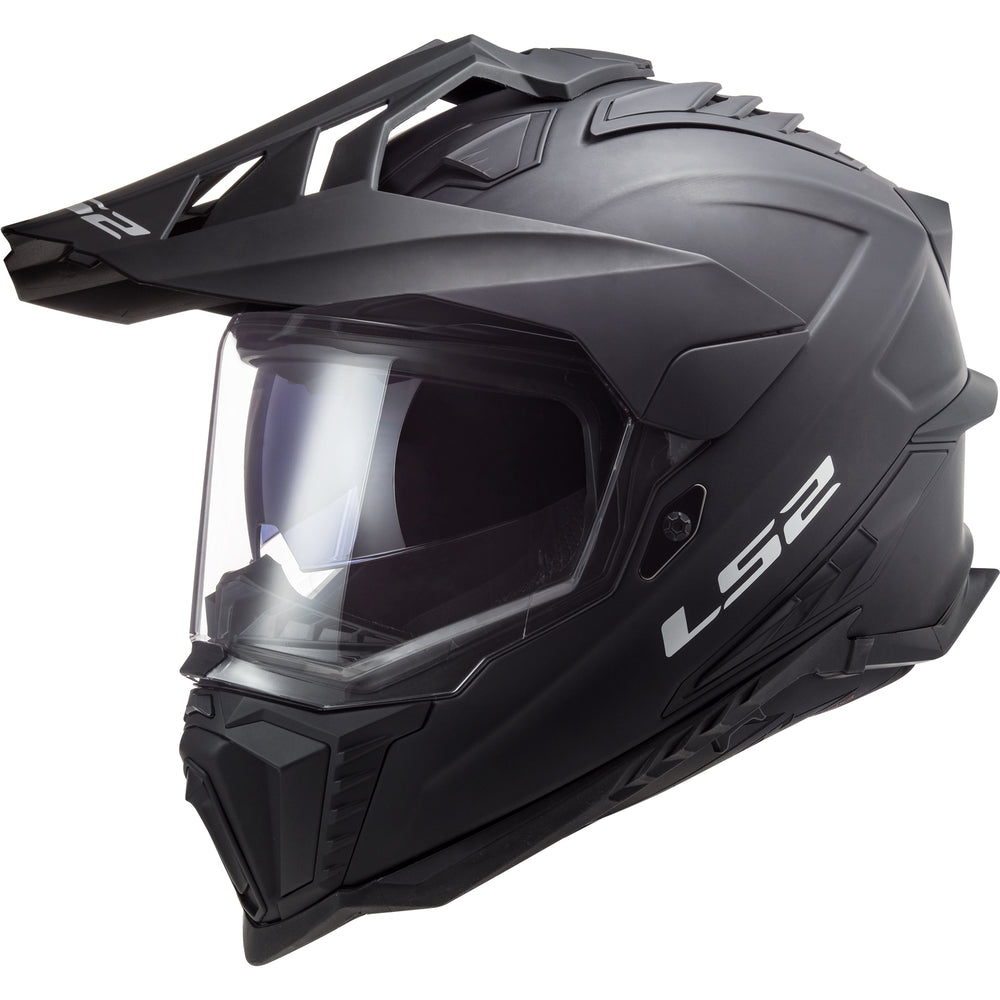LS2 Helmets Explorer XT Solid Motorcycle Dual Sport Helmet Matte Black - Front Left Side View
