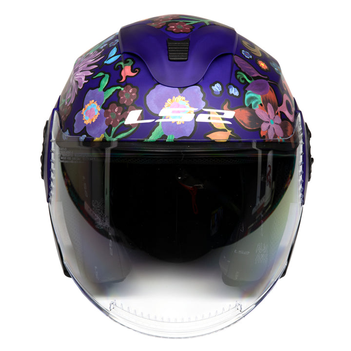 LS2 Helmets Verso Flora Brasil Motorcycle Open Face & 3/4 Helmet Matte Navy - Front View