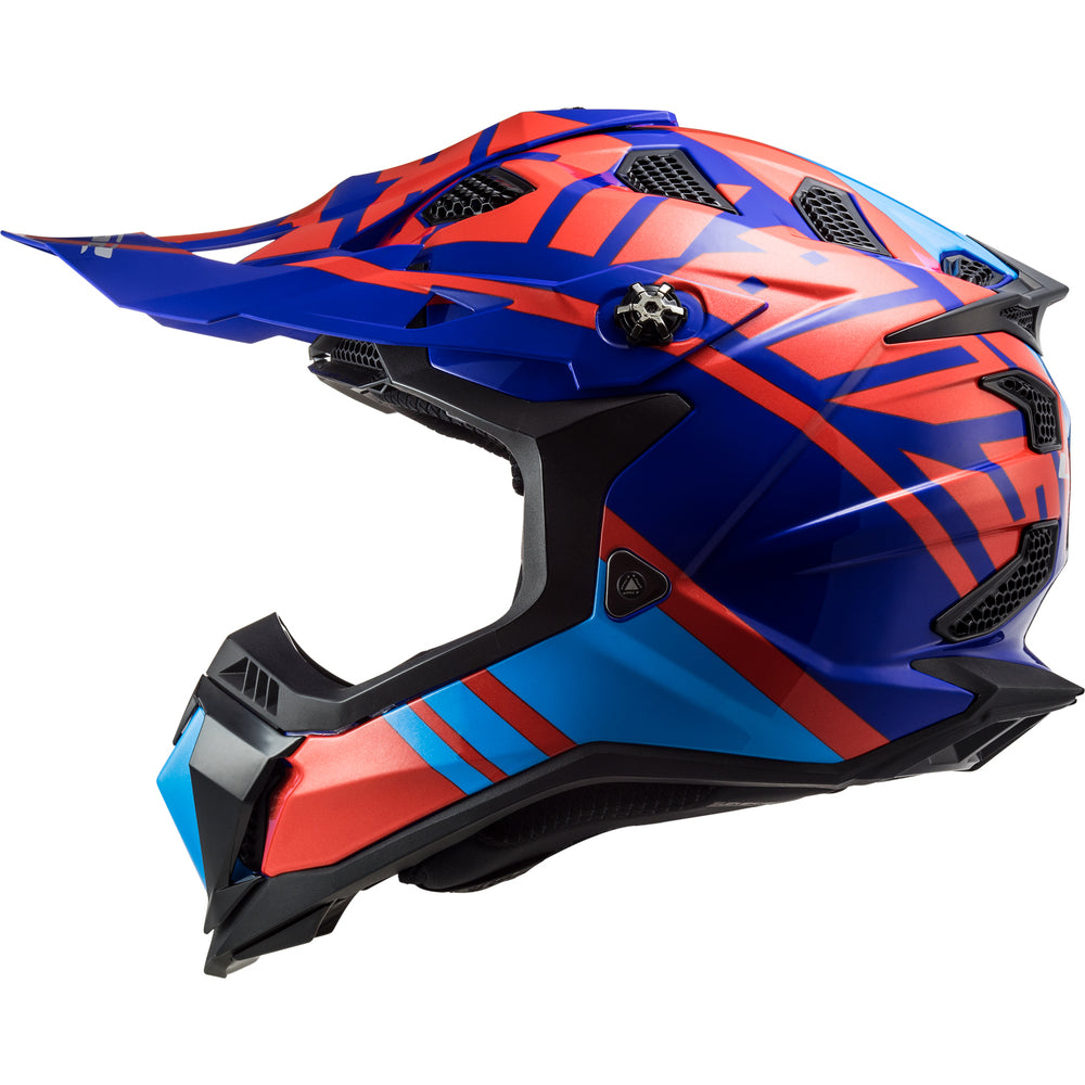 LS2 Helmets Subverter EVO Gammax Motorcycle Off Road Helmet Gloss Red/Blue - Left Side View