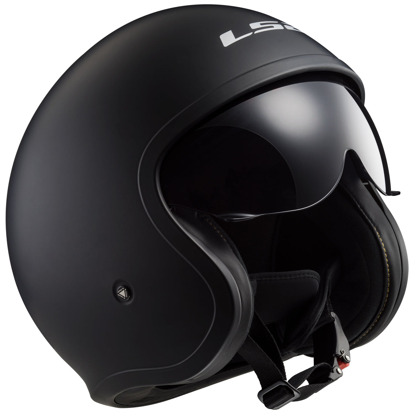 LS2 Helmets Spitfire Solid Motorcycle Open Face & 3/4 Helmet Matte Black - Angled Front Right Side View