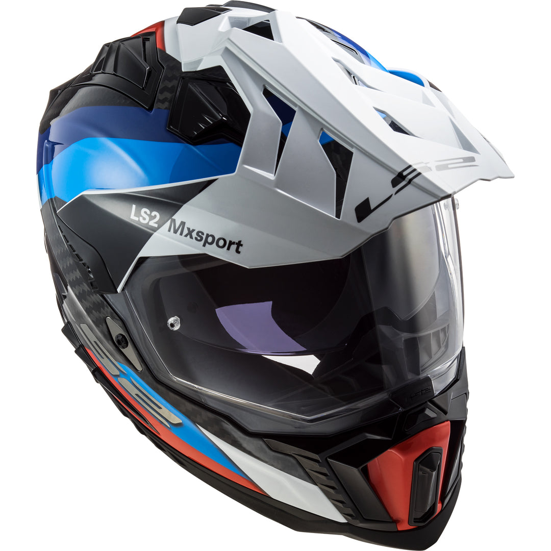 LS2 Helmets Explorer C Frontier Motorcycle Dual Sport Helmet Black/Blue - Front Left Side View