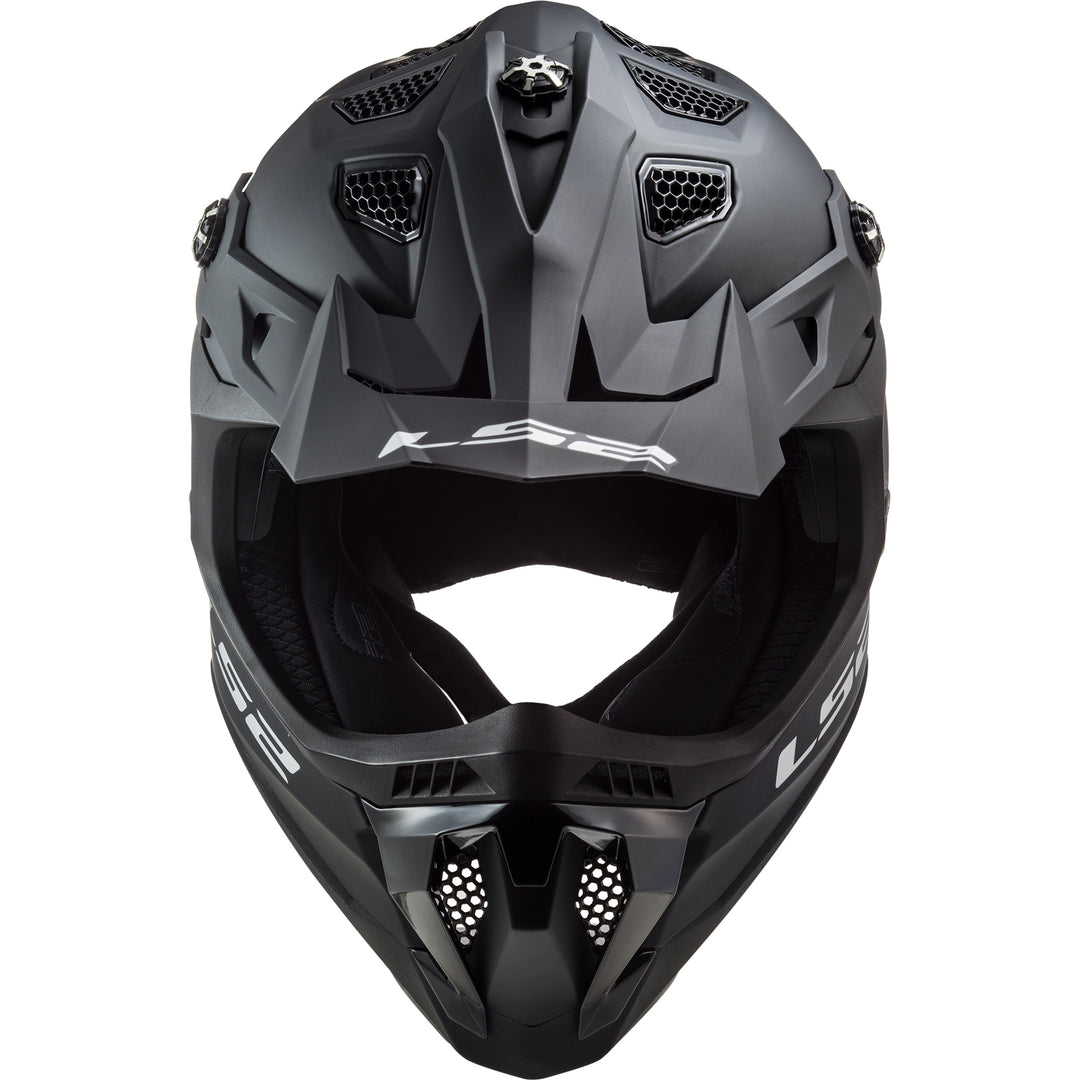 LS2 Helmets Subverter EVO Solid Motorcycle Off Road Helmet Matte Black - Top Front View