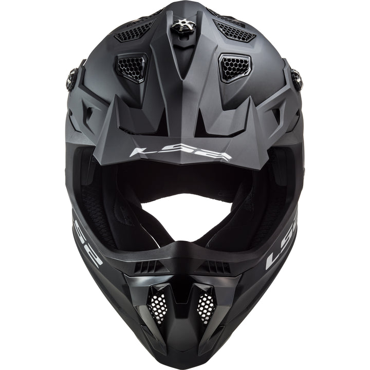 LS2 Helmets Subverter EVO Solid Motorcycle Off Road Helmet Matte Black - Top Front View