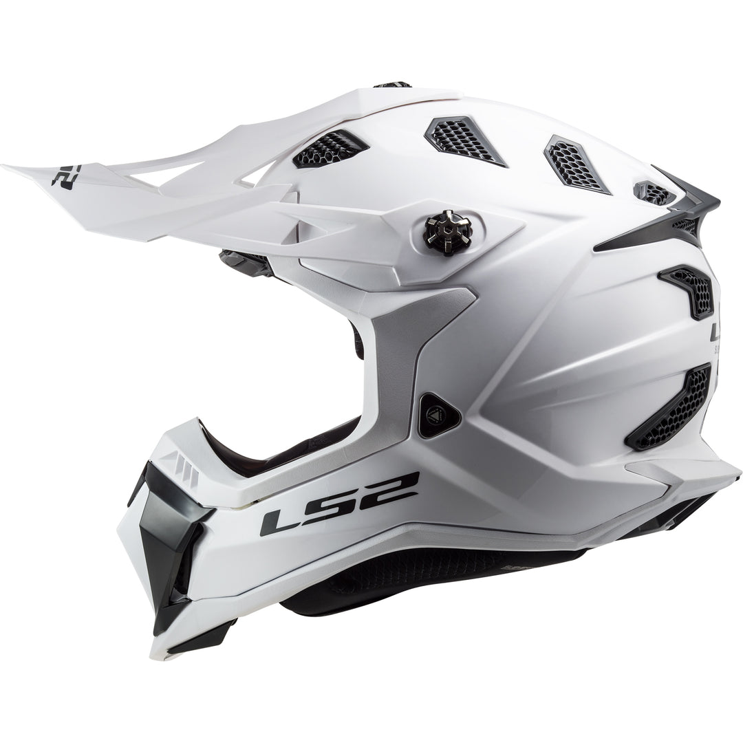 LS2 Helmets Subverter EVO Solid Motorcycle Off Road Helmet Gloss White - Left Side View