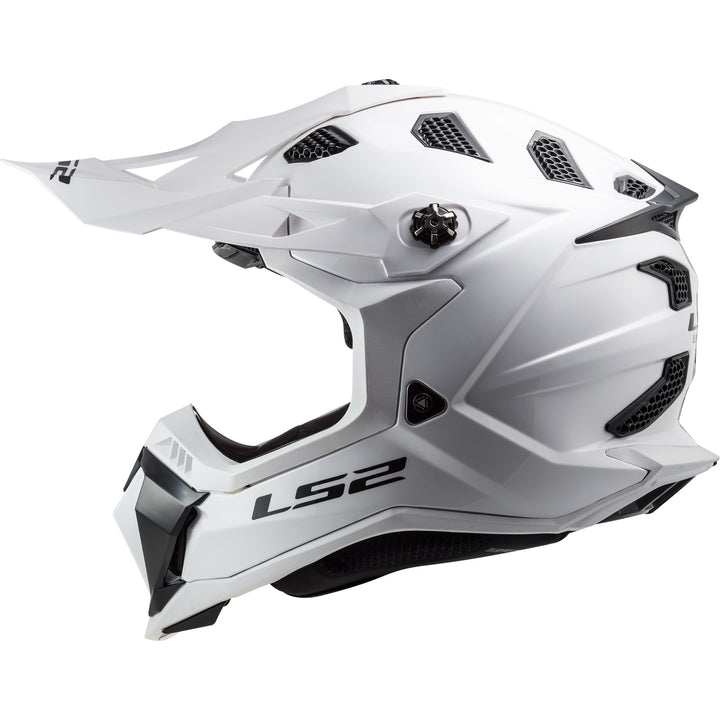 LS2 Helmets Subverter EVO Solid Motorcycle Off Road Helmet Gloss White - Left Side View