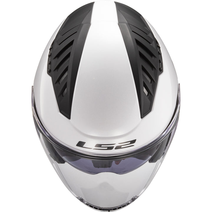 LS2 Helmets Copter Solid Motorcycle Open Face & 3/4 Helmet Gloss White - Top View