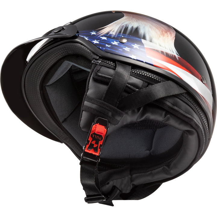 LS2 Helmets Bagger Murica Motorcycle Half Helmet Gloss Black - Bottom Left Side View
